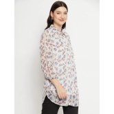 Shirt Collar Floral Printed Tunic