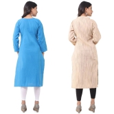 DESHBANDHU DBK - Multicolor Cotton Womens Straight Kurti ( Pack of 2 ) - None