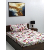 Ivyrose 100% Cotton Red Queen Bedsheet With 2 Pillow Covers