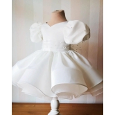 Cutedoll White Pearls Silk Kids Girl Frock Dress-18-24 Month