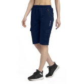 Solid Women Dark Blue Cargo Shorts, Sports Shorts, Casual Shorts, Regular Shorts