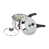 Softel Stainless Steel Handi Pressure Cooker with Glass Lid | Gas & Induction Compatible | Silver