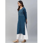 JC4U - Teal Rayon Womens Straight Kurti ( Pack of 1 ) - None