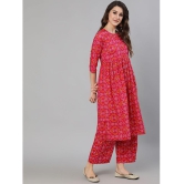 Antaran - Pink Cotton Women''s A-line Kurti ( Pack of 1 ) - None