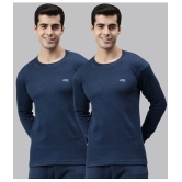 Pack of 2 Lux Cottswool - Blue Cotton Blend Mens Thermal Tops - None