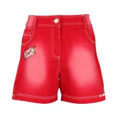 Cutecumber - Red Denim Girls Cycling Shorts ( Pack of 1 ) - None