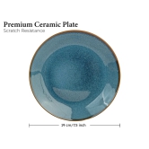 Reactive Handpainted Premium Ceramic 4 Small Plates | Quarter Plates | Stoneware | Microwave and Dishwasher Safe | Pack of 4 | Greenish Blue