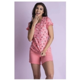 Clovia Cotton Nightsuit Sets - Pink - S