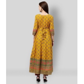 KIPEK - Yellow Cotton Women's Anarkali Kurti ( Pack of 1 ) - L