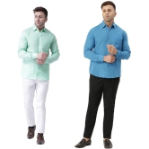 KLOSET By RIAG 100% Cotton Regular Fit Solids Full Sleeves Men's Casual Shirt - Blue ( Pack of 2 ) - None