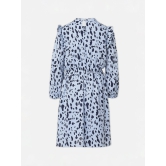 Oxolloxo Blue Animal Satin Shirt Dress