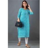 Lee Moda - Light Blue Cotton Womens Straight Kurti ( Pack of 1 ) - None