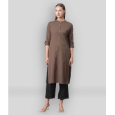 Divena - Brown Cotton Womens Straight Kurti ( Pack of 1 ) - M