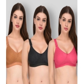 Elina - Multicolor Cotton Non - Padded Womens T-Shirt Bra ( Pack of 3 ) - 36D