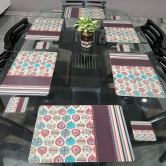 Printed Dining Mats Set of 6 with Tea Coasters-Purple