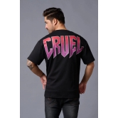 Cruel in Gradient Print Black Oversized T-Shirt for Men XXL