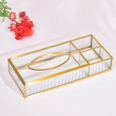 Fluted Glass Tissue Box with Compartments