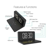 Portronics Freedom 4A:Desktop Wireless Charger with Digital Alarm Clock ,Black (POR 1042) - Black