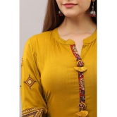 Preksha - Mustard Rayon Womens Front Slit Kurti ( Pack of 1 ) - None