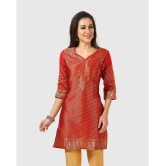 Meher Impex - Rust Art Silk Womens A-line Kurti ( Pack of 1 ) - None