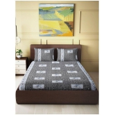 Abhikram - Gray Cotton Double Bedsheet with 2 Pillow Covers - Gray