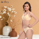 Jomferry Women Cotton Padded Bra Panty Set for Women Lingerie Set Bra Panty Set for Women with Bra Panty Set for Women Innerwear Sport Seamless-32 / Beige