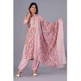 Doriya - Pink Straight Cotton Blend Women's Stitched Salwar Suit ( Pack of 1 ) - None
