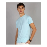 XFOX Cotton Blend Regular Fit Solid Half Sleeves Mens Round T-Shirt - Aqua Blue ( Pack of 1 ) - None