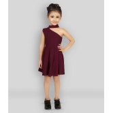 Addyvero - Maroon Cotton Blend Girls Fit And Flare Dress ( Pack of 1 ) - 3-4 Years