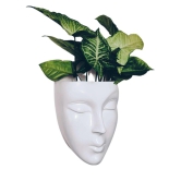 DZIGN Face Planter, White Head Planter for Home Decor and Garden Hanging. White Female Face Planter Pack of 1.