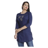 HIGHLIGHT FASHION EXPORT - Navy Viscose Womens Straight Kurti ( Pack of 1 ) - M