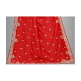 Om Shantam Sarees - Red Silk Blend Saree With Blouse Piece ( Pack of 1 ) - Red