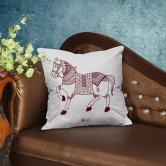 Indigifts Cushion Covers 18 Inch X 18 Inch Set of 2 Animal Pattern Designer Digitally Printed Square Pillow - Diwali Decoration for Home, Warli Art Ethnic Print Cushions