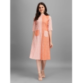 gufrina Cotton Blend Striped Midi Womens Fit & Flare Dress - Orange ( Pack of 1 ) - None