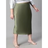 Oxolloxo Plus Size Satin Pencil Midi Skirts