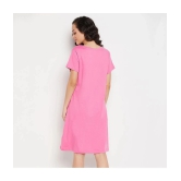 Clovia - Pink Cotton Blend Womens Nightwear Night Dress ( Pack of 1 ) - None