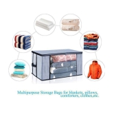 HOMETALES Set of 02 Underbed Storage Bag, Storage Organizer, Blanket Cover with Front Handle