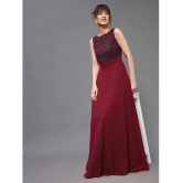 Miss Chase Georgette Self Design Full Length Womens Gown - Maroon ( Pack of 1 ) - None