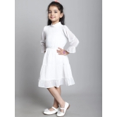 MINI & MING Girls Mock Neck Bell Sleeves Georgette Fit & Flare Dress