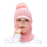 Penyan™  Combo of Mens Mufler Cap & Girls Full Face Cover Cap Winter Fur Neck Cover & Beanie Visor Cap - Multi Color