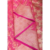 Strawberry dual tone Intricate Banarasi Katan silk saree with Meenakari Jaal  | SILK MARK CERTIFIED