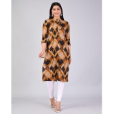 MAUKA Rayon Printed Straight Womens Kurti - Brown ( Pack of 1 ) - None