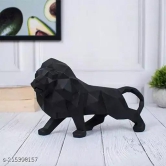 Geometric Lion Decorative Sculpture-Black