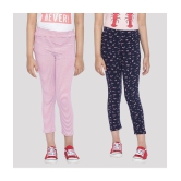 Ariel - Pink Cotton Girls Leggings ( Pack of 2 ) - None