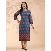 Vbuyz Cotton Printed Straight Womens Kurti - Blue ( Pack of 1 ) - None