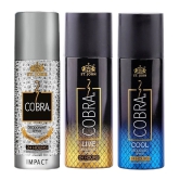 St. John Cobra Impact ,Live & Cool 150ml Each Deodorant Spray for Men 150 ml ( Pack of 3 )