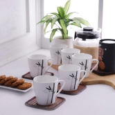 Clay Craft Ceramic Master Floral Printed 180 ML Coffee & Tea Mugs | White | Set of 6 Pcs