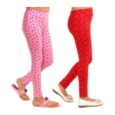 Kids Cave - Baby Pink Cotton Blend Girls Leggings ( Pack of 2 ) - None