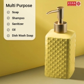 USHA SHRIRAM 350ml Ceramic Soap Dispenser Set, Yellow, Pack of 4-USHA SHRIRAM 350ml Ceramic Soap Dispenser Set, Yellow, Pack of 4.