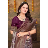 Om Shantam Sarees Kanjivaram Silk Woven Saree With Blouse Piece - Lavender ( Pack of 1 ) - Lavender